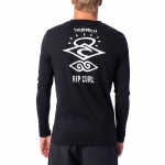 Rip Curl WLY9EM Search Logo Long Sleeve UV Tee (AU) - Black (립컬 서치 로고 래쉬셔츠 호주판)